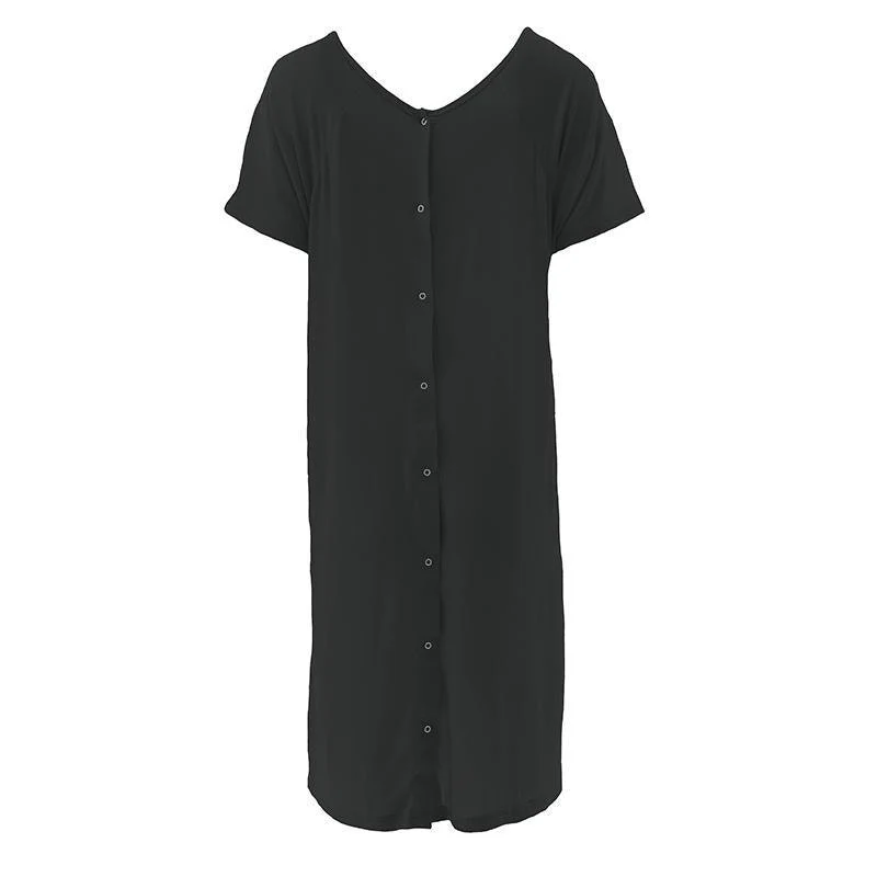 Women's Solid Bamboo Labor and Delivery Hospital Gown - Midnight - Image 2