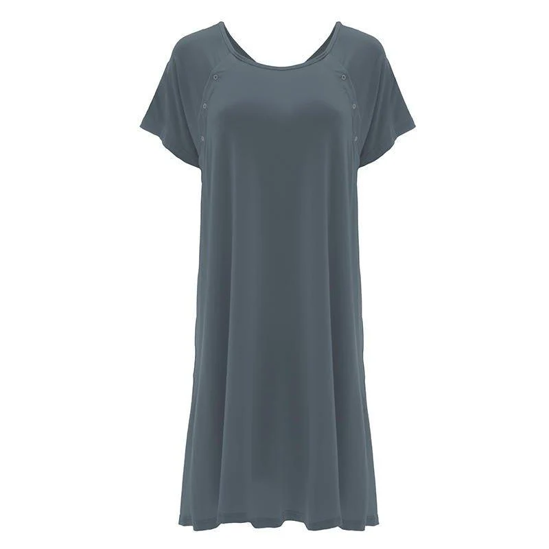Women's Solid Bamboo Labor and Delivery Hospital Gown - Slate