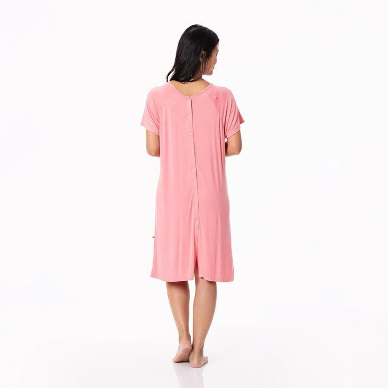 Women's Solid Bamboo Labor and Delivery Hospital Gown - Strawberry - Image 2