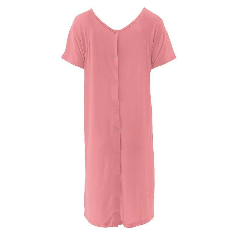 Women's Solid Bamboo Labor and Delivery Hospital Gown - Strawberry - Image 4