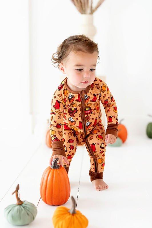 Bamboo Convertible Footie Romper - Autumn Truck - Image 2