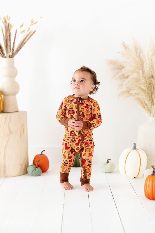 Bamboo Convertible Footie Romper - Autumn Truck - Image 3