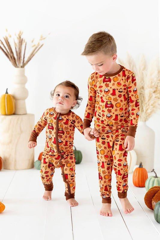 Bamboo Long Sleeve Pajama Set - Autumn Truck - Image 3
