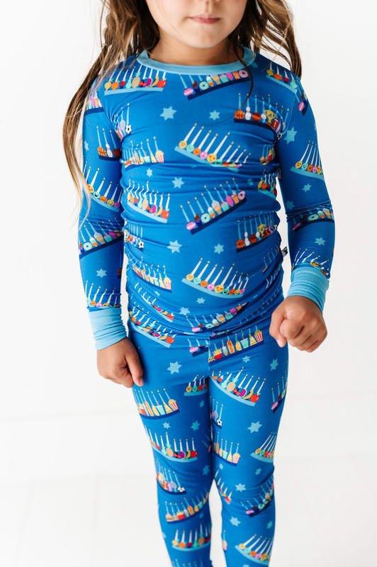 Bamboo Long Sleeve Pajama Set - Menorah - Image 6
