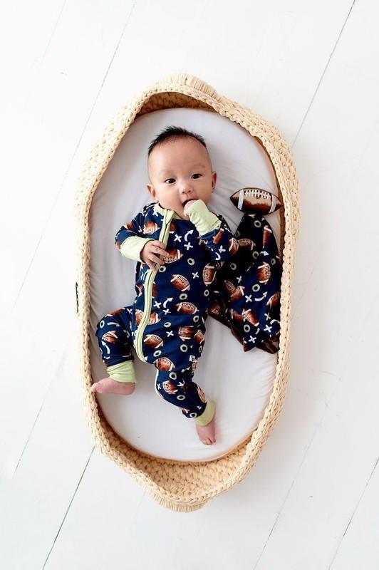 Boy's Bamboo Convertible Footie Romper - Football - Image 2
