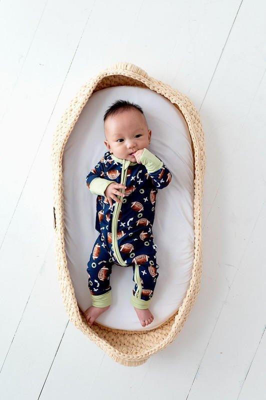 Boy's Bamboo Convertible Footie Romper - Football - Image 3