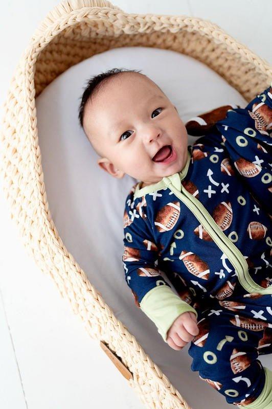 Boy's Bamboo Convertible Footie Romper - Football - Image 5