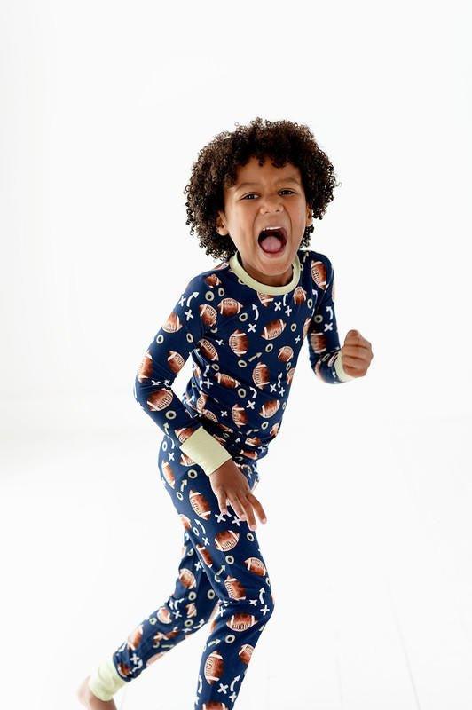 Boy's Bamboo Long Sleeve Pajama Set - Football - Image 2