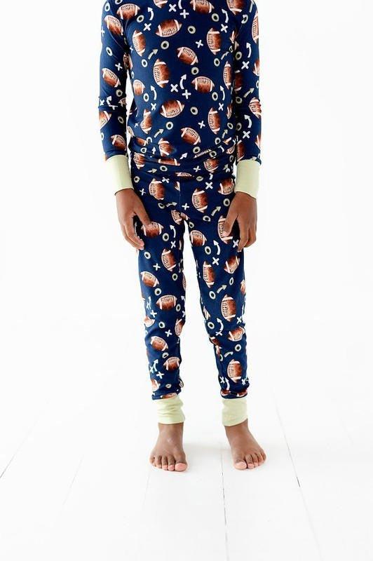 Boy's Bamboo Long Sleeve Pajama Set - Football - Image 3