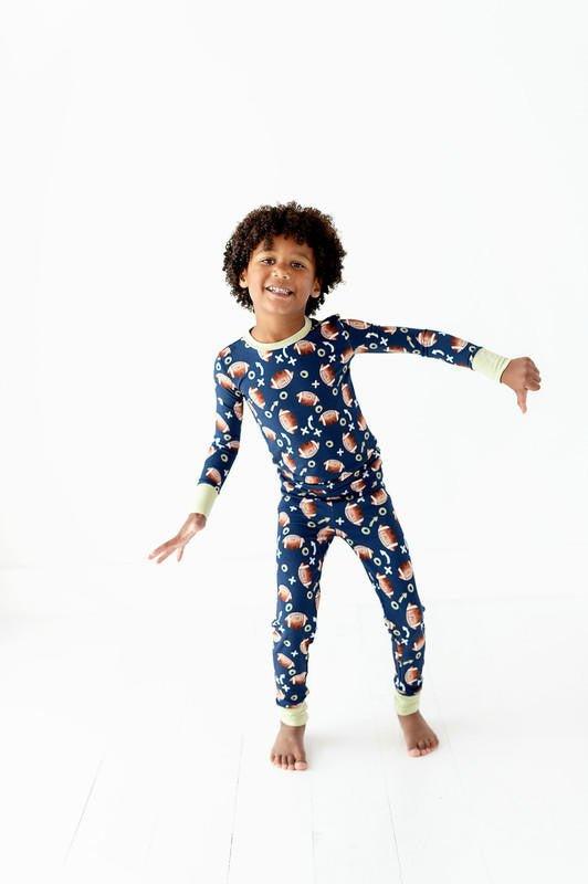 Boy's Bamboo Long Sleeve Pajama Set - Football - Image 5