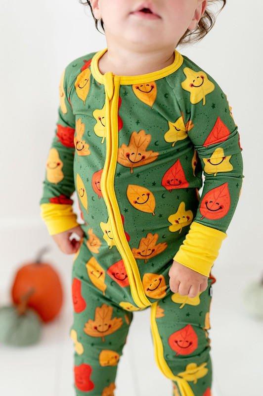 Bamboo Convertible Footie Romper - Leaves - Image 4
