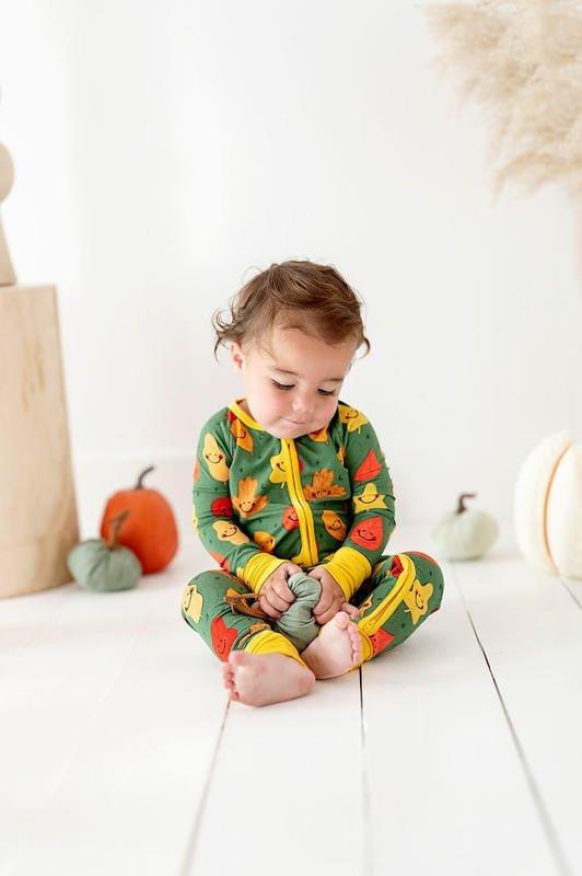 Bamboo Convertible Footie Romper - Leaves - Image 5