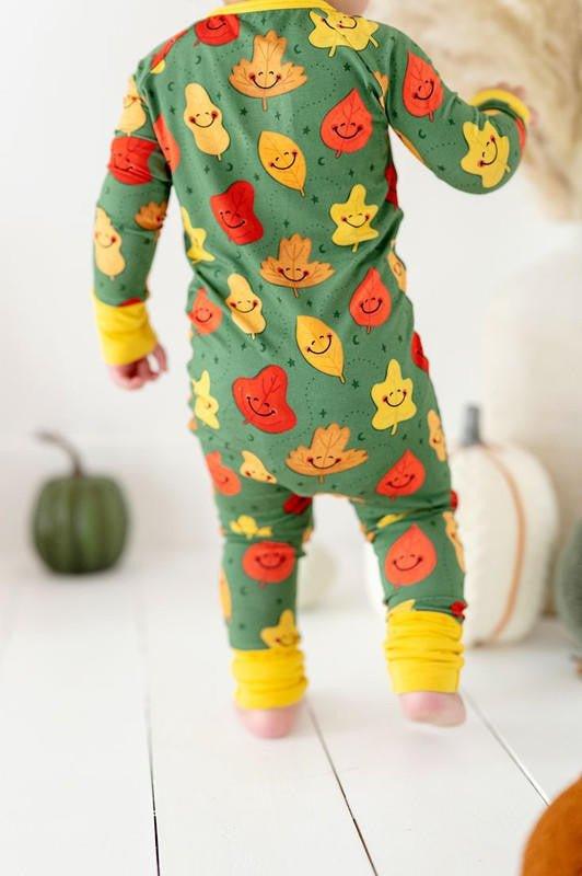 Bamboo Convertible Footie Romper - Leaves - Image 6