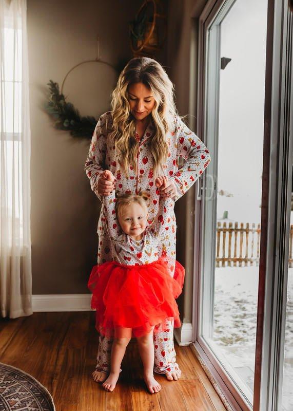 Girl's Bamboo Long Sleeve Tulle Dress - Valentines Hearts - Image 6