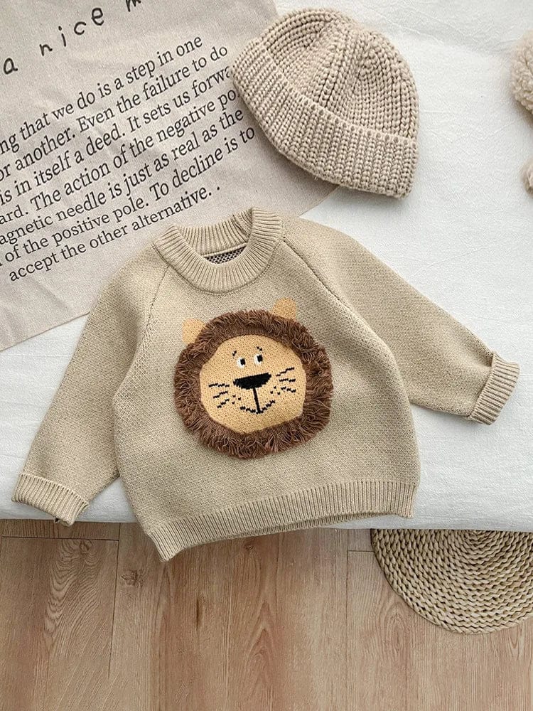 Knitted Round Neck Lion Sweater - Image 6