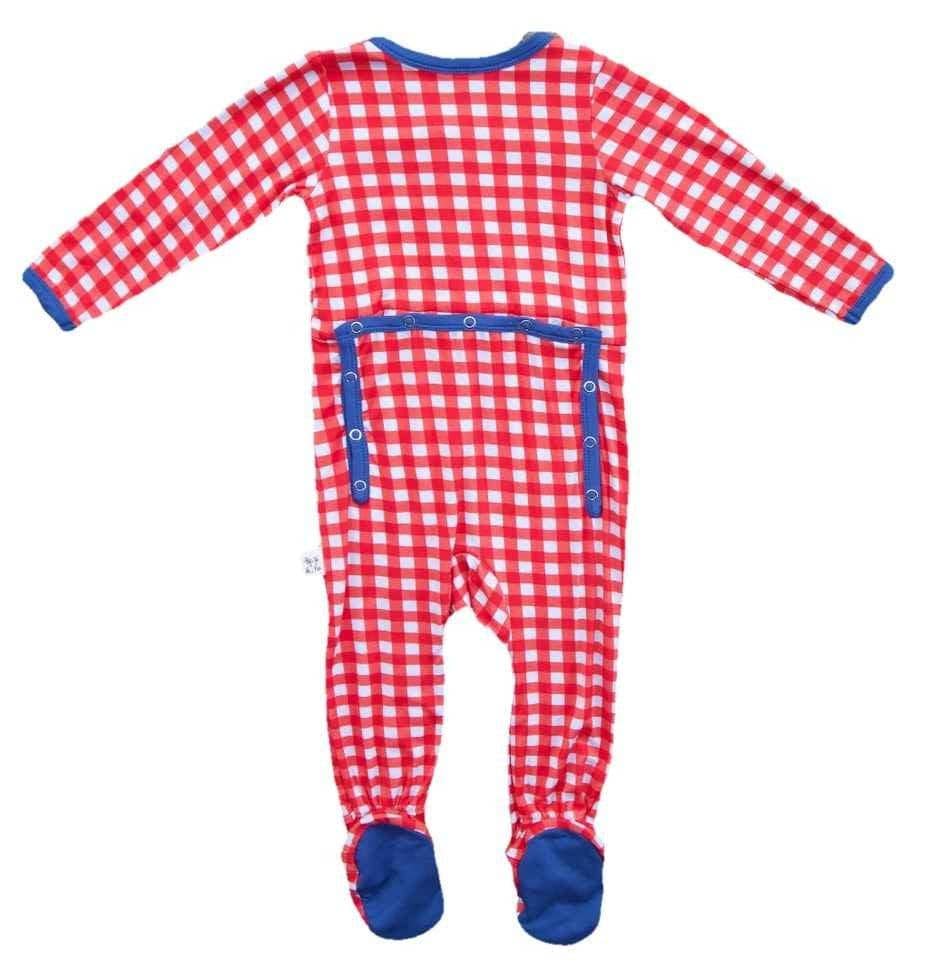 Baby Bamboo Sleeper Footie Pajamas - Picnic Gingham - Image 2