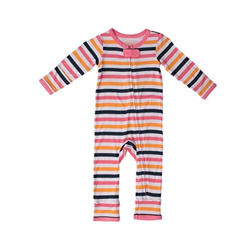 Bamboo Coverall with Zipper - Girl Adventure Stripe