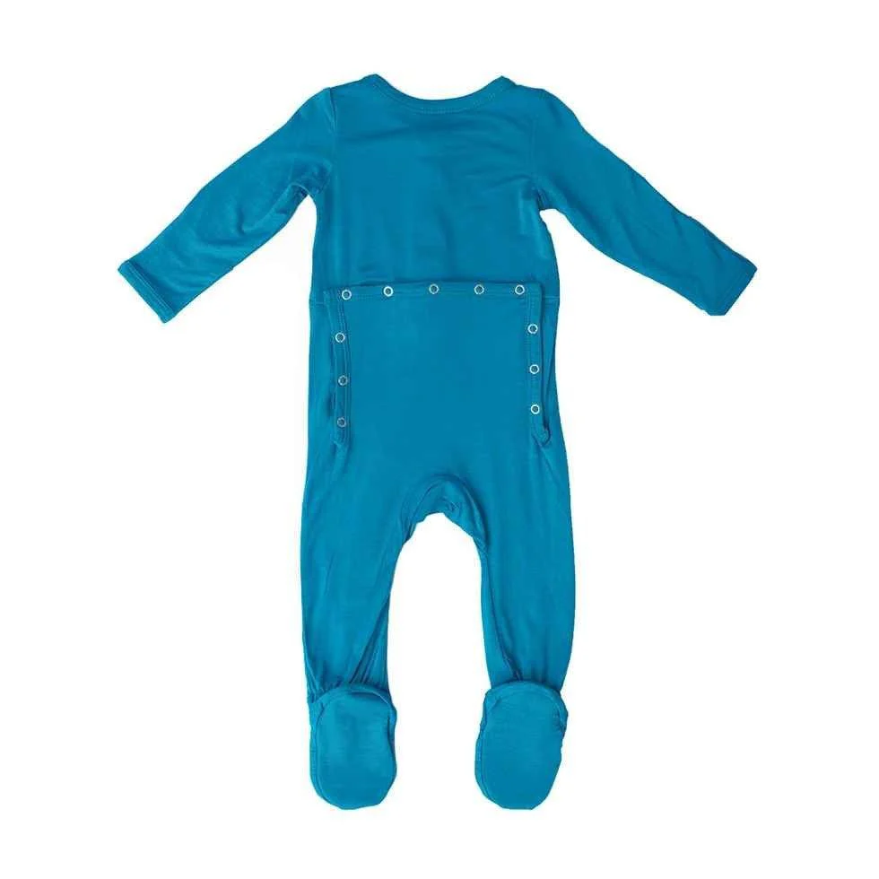 Boy's Bamboo Footie Sleeper - Aqua Blue - Image 2
