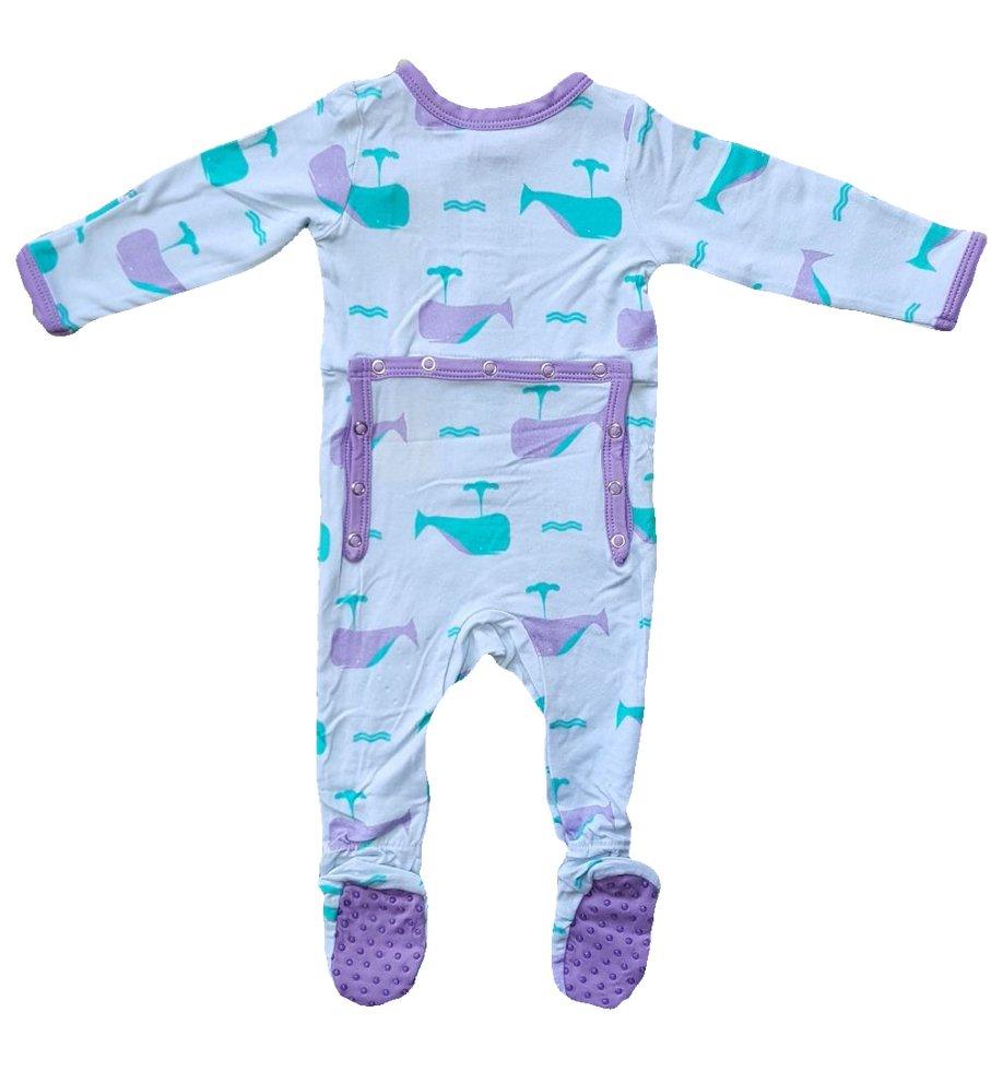 Girl's Bamboo Footie Sleeper - Orchid Whale - Image 2