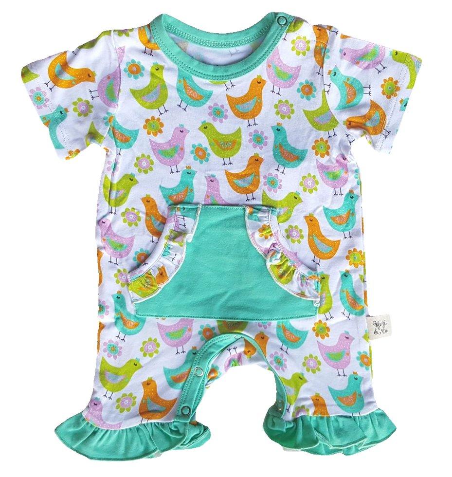 Girl's Bamboo Short Sleeve Romper - Spring Chicken