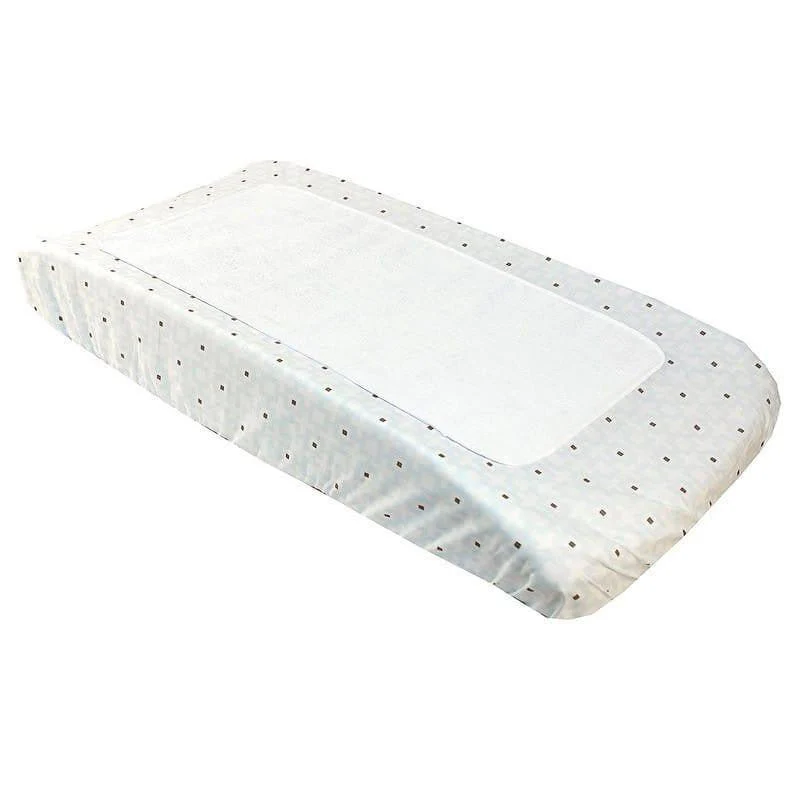Ben & Noa Cotton Percale Changing Pad Cover - Blue Squares - Image 2