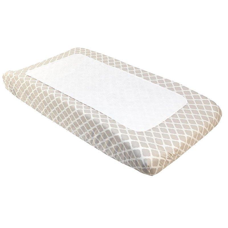 Ben & Noa Cotton Percale Changing Pad Cover - Linen Lattice - Image 2