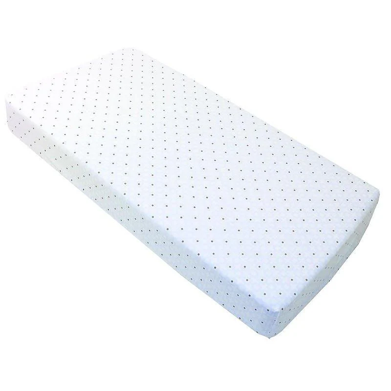 Ben & Noa Cotton Percale Crib Sheet - Blue Squares - Image 2