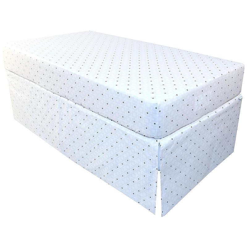 Ben & Noa Cotton Percale Crib Skirt - Blue Squares - Image 2