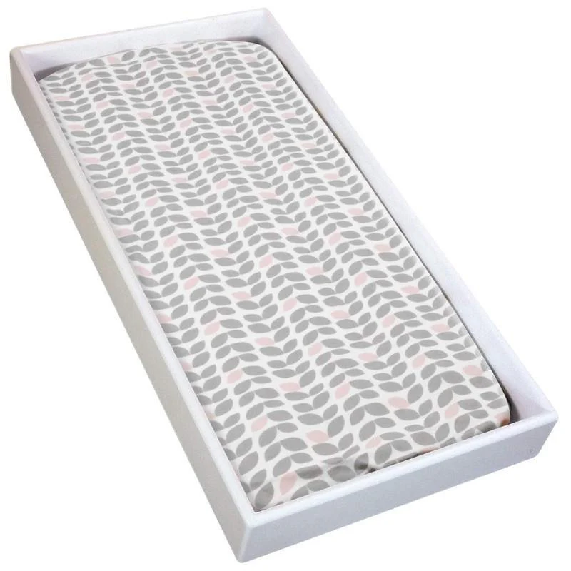 Girl's Cotton Flannel Changing Pad Cover, Grey Petal - One Size - Image 2