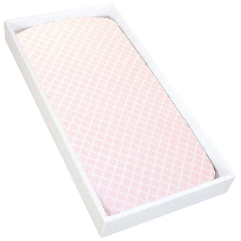 Girl's Ben & Noa Cotton Flannel Changing Pad Cover - Pink Lattice - Image 2