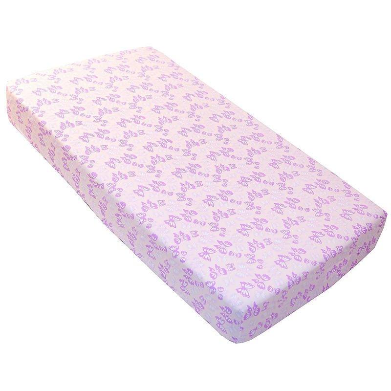 Girl's Ben & Noa Cotton Percale Crib Sheet - Pink Butterfly - Image 2