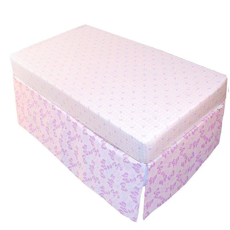 Ben & Noa Cotton Percale Crib Skirt - Pink Butterfly - Image 2