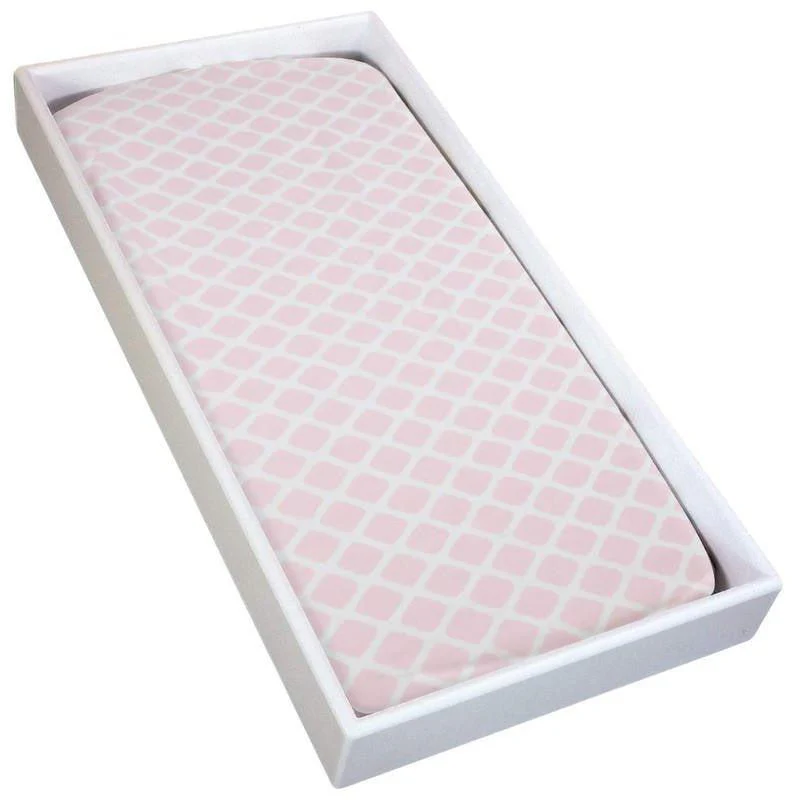 Girl's Cotton Flannel Changing Pad Cover, Pink Lattice - One Size - Image 3