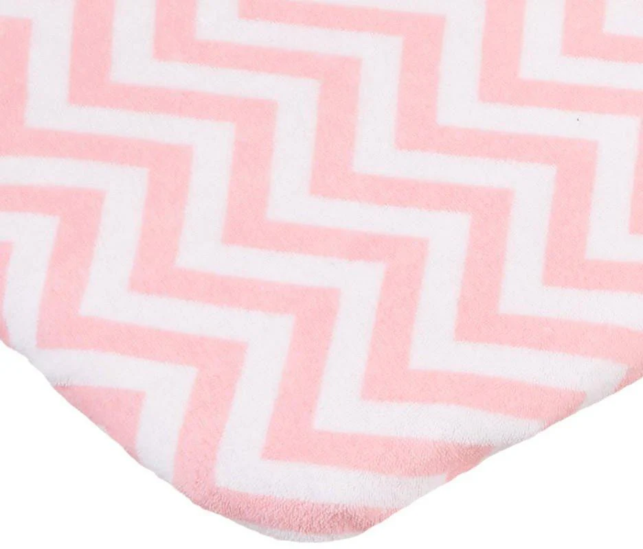 Girl's Cotton Terry Changing Pad Cover, Pink Chevron - One Size