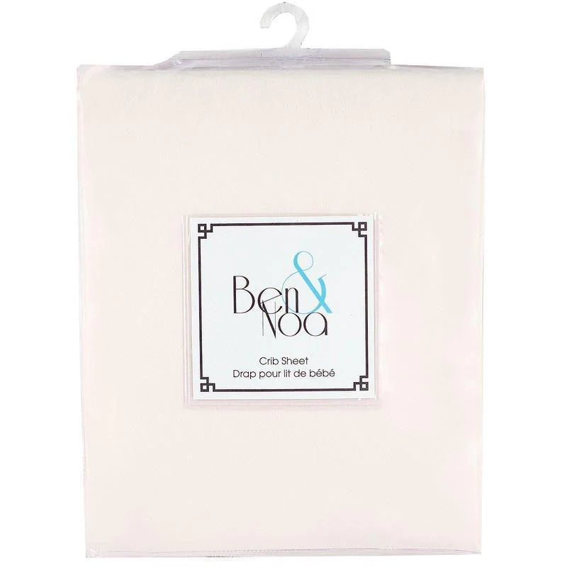 Solid Ben & Noa Cotton Percale Crib Sheet - Ecru