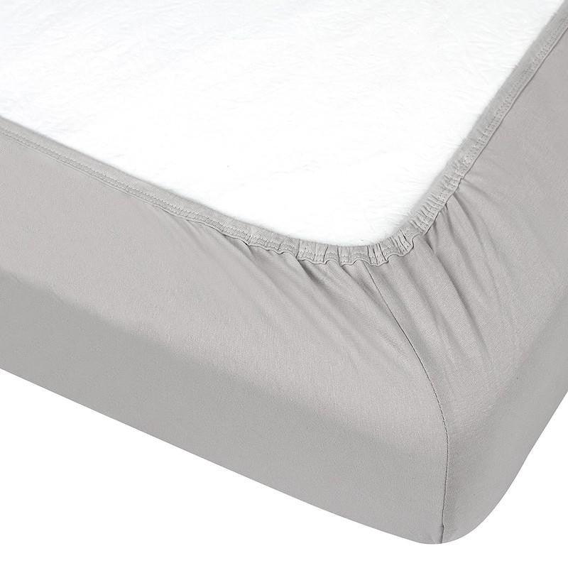 Solid Ben & Noa Cotton Percale Crib Sheet - Grey - Image 2