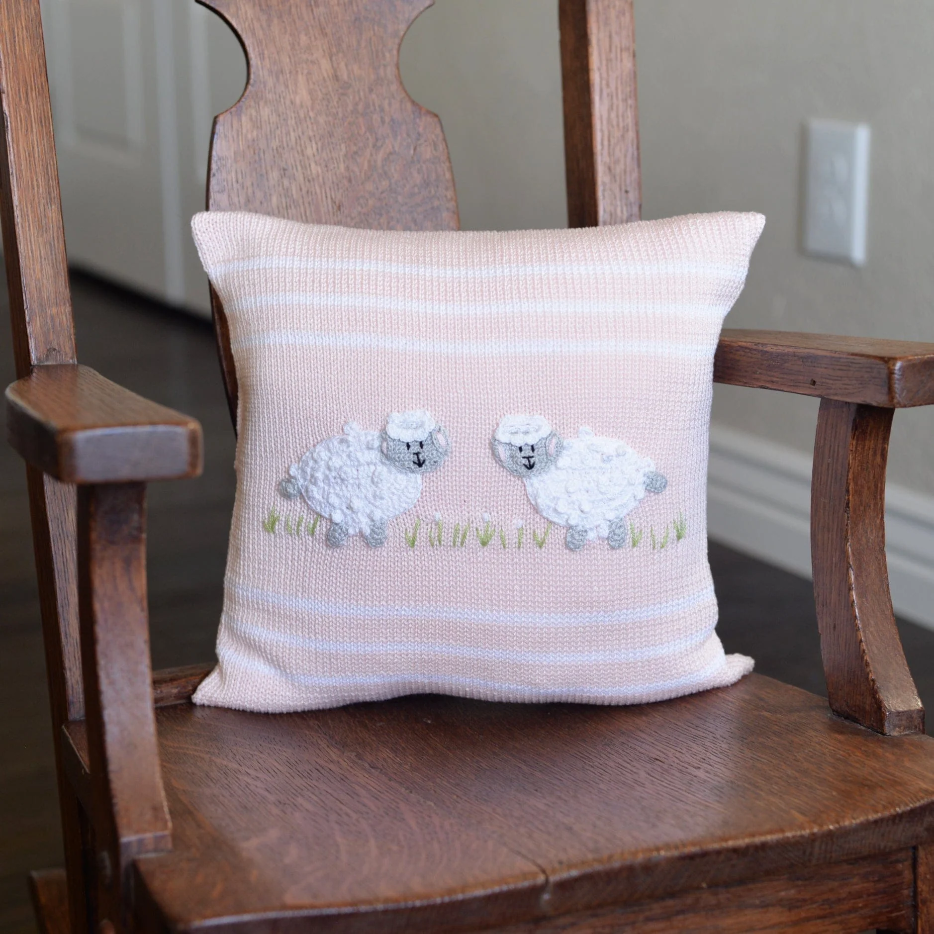 Lamb 10" Pillow, Pink - Image 2