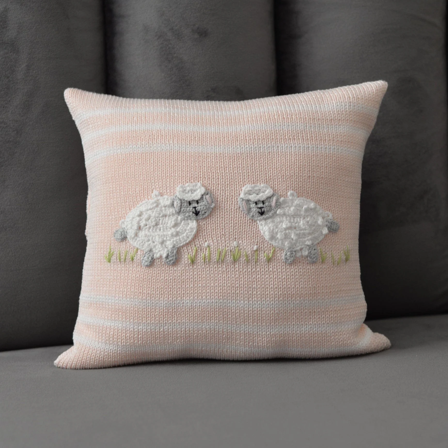 Lamb 10" Pillow, Pink - Image 3