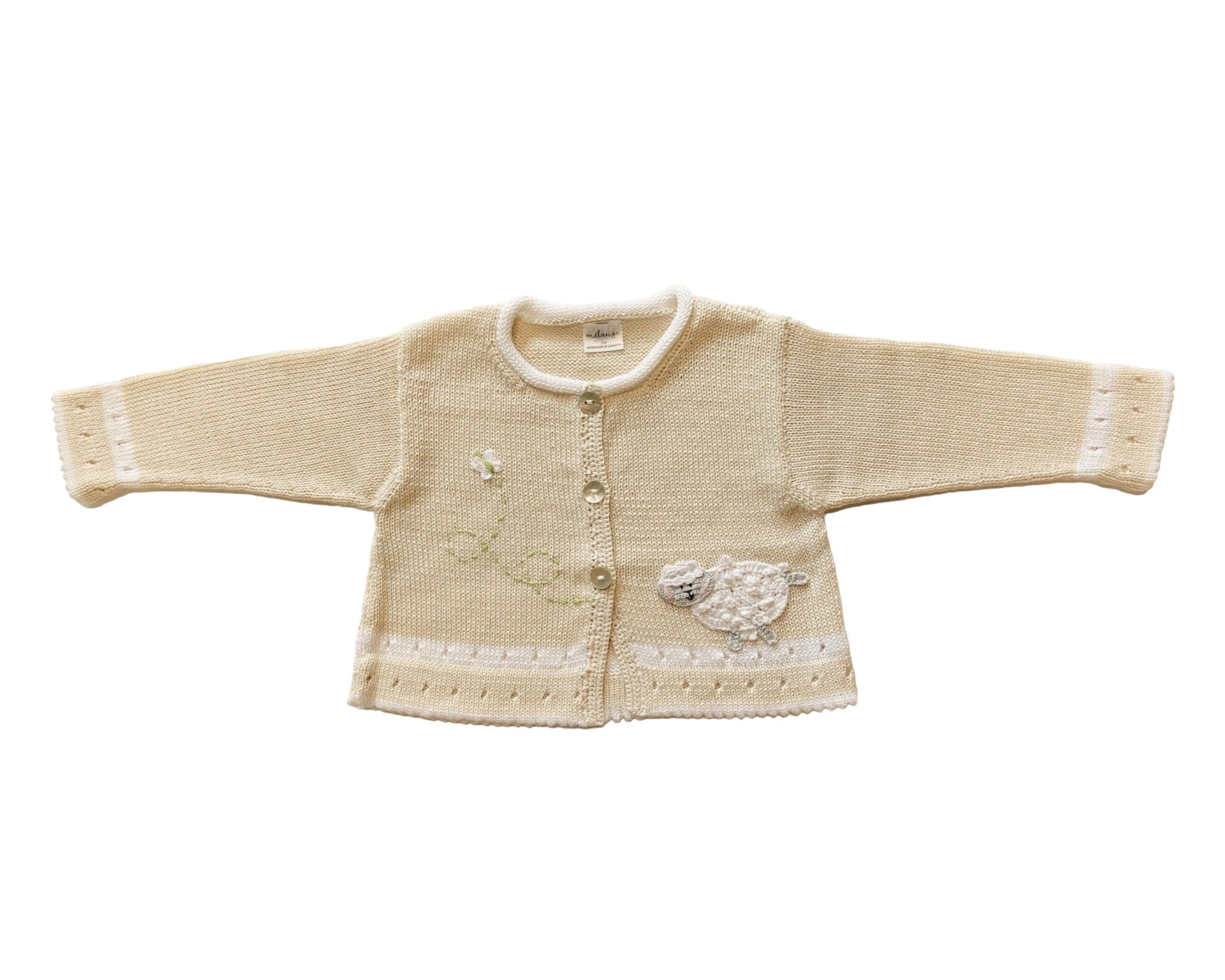 Lamb Cardigan, Ecru, Girls - Image 2