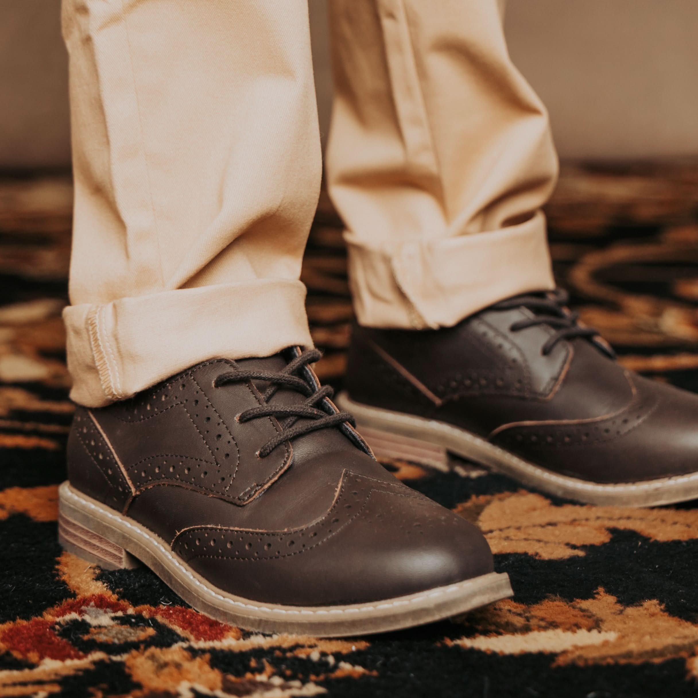 Leather Wingtip Oxford - Dark Brown - Image 2