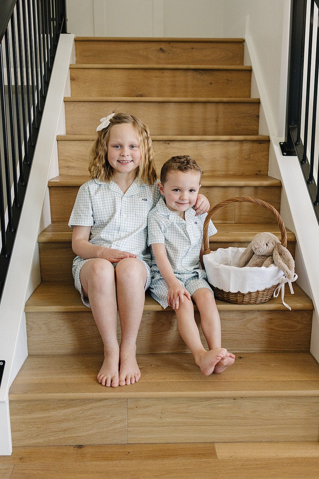 Light Blue Gingham Short Pajama Set - Image 3