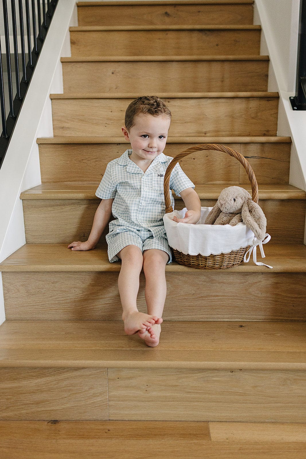 Light Blue Gingham Short Pajama Set - Image 5