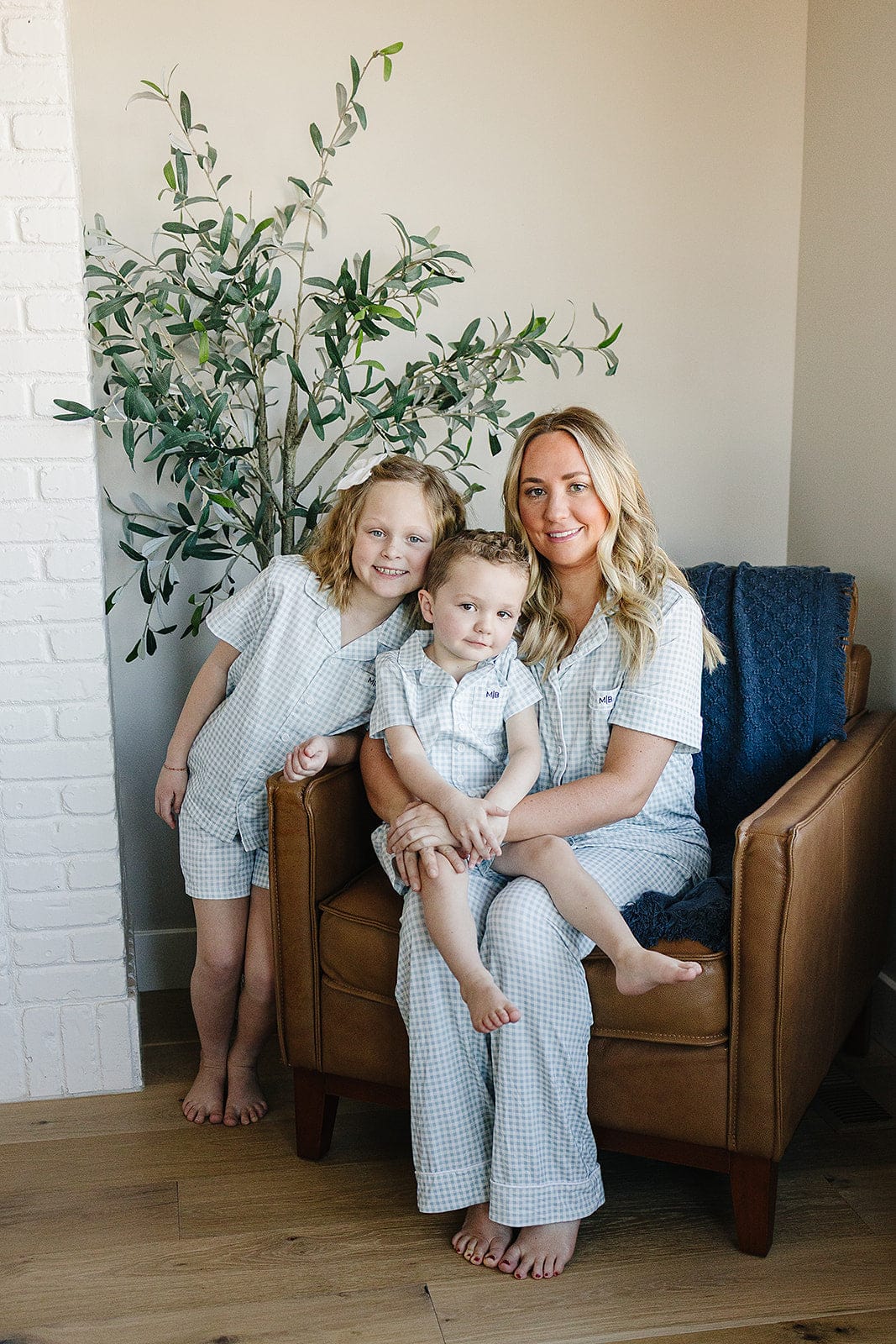 Light Blue Gingham Short Pajama Set - Image 6