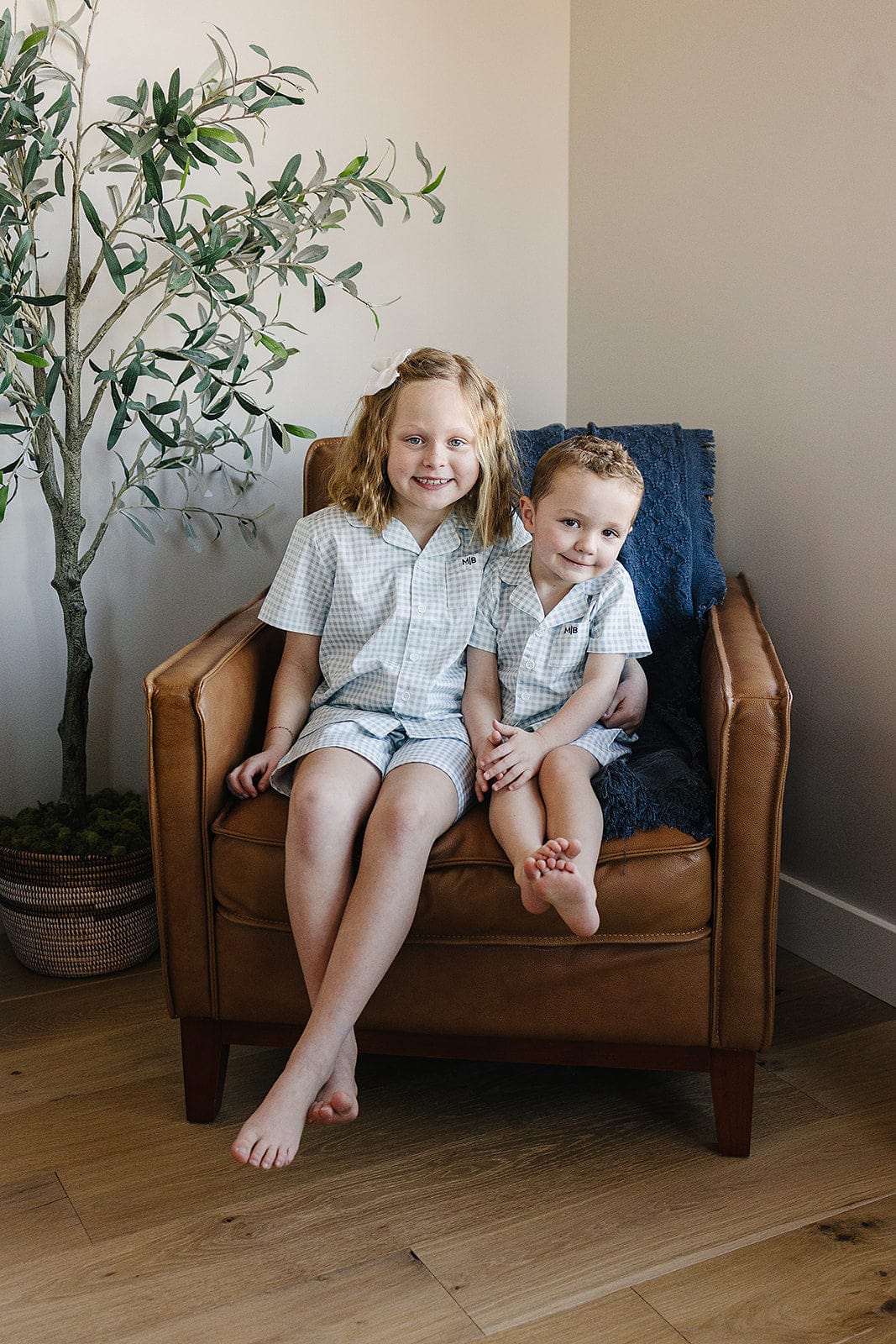 Light Blue Gingham Short Pajama Set - Image 7