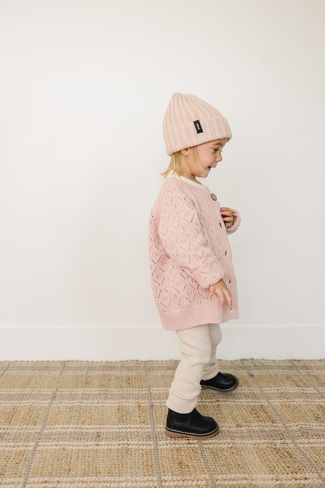 Light Pink Chunky Knit Beanie - Image 3
