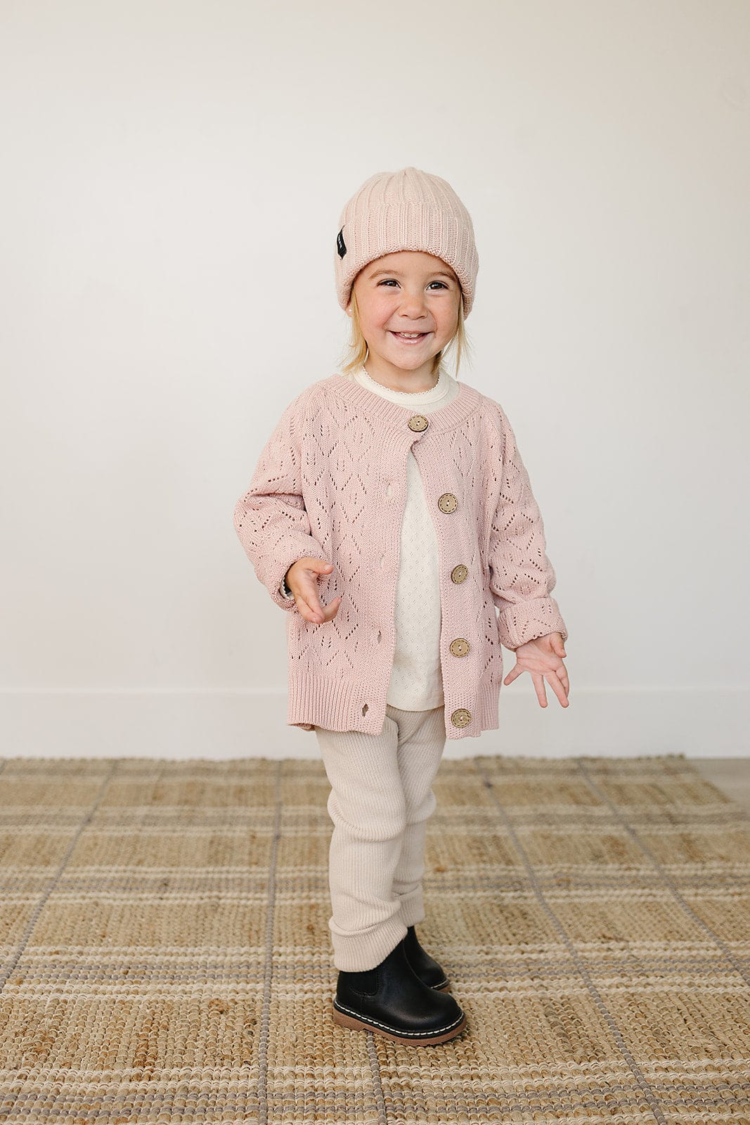 Light Pink Chunky Knit Beanie - Image 5