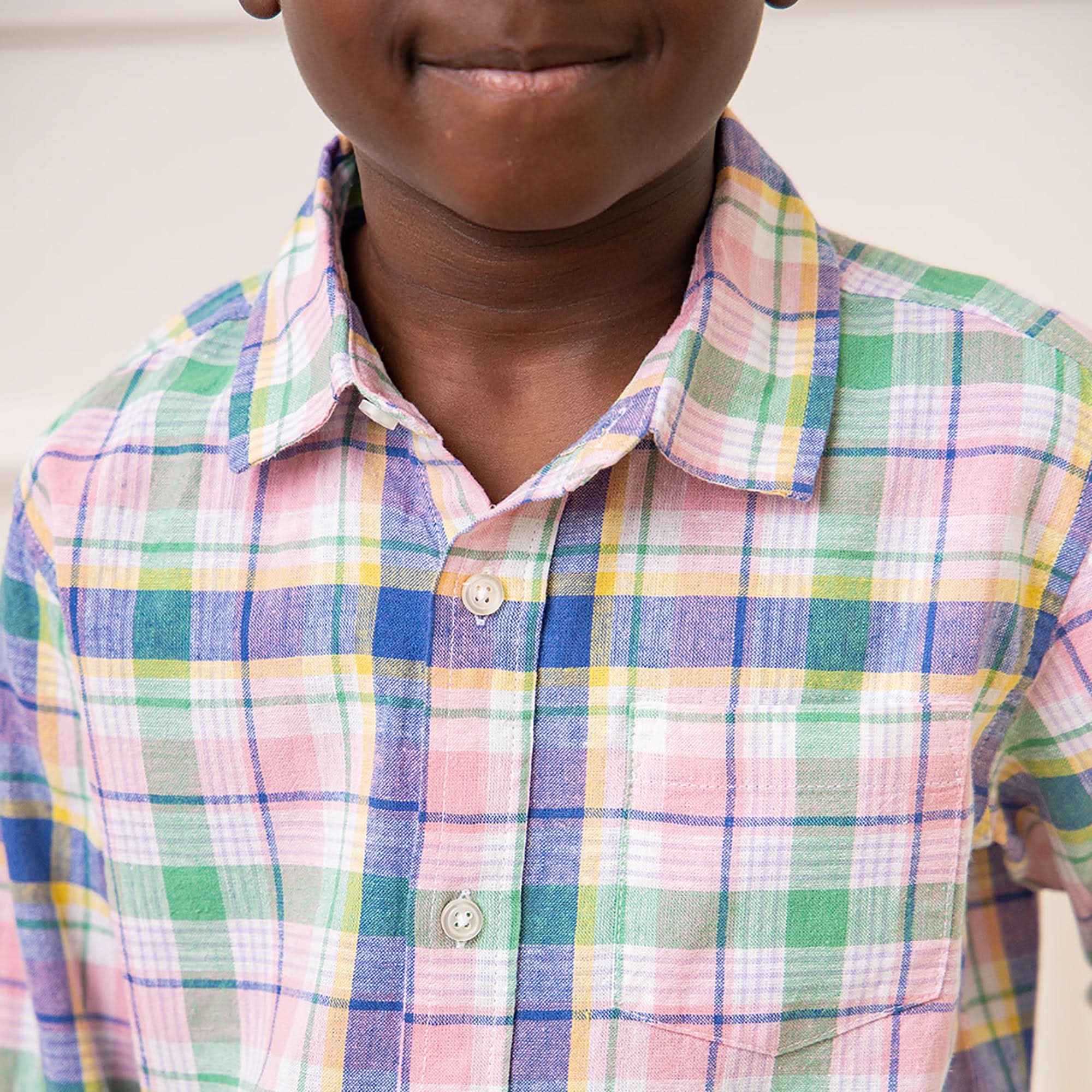 Linen Button Down Shirt - Flower Show Plaid - Image 3