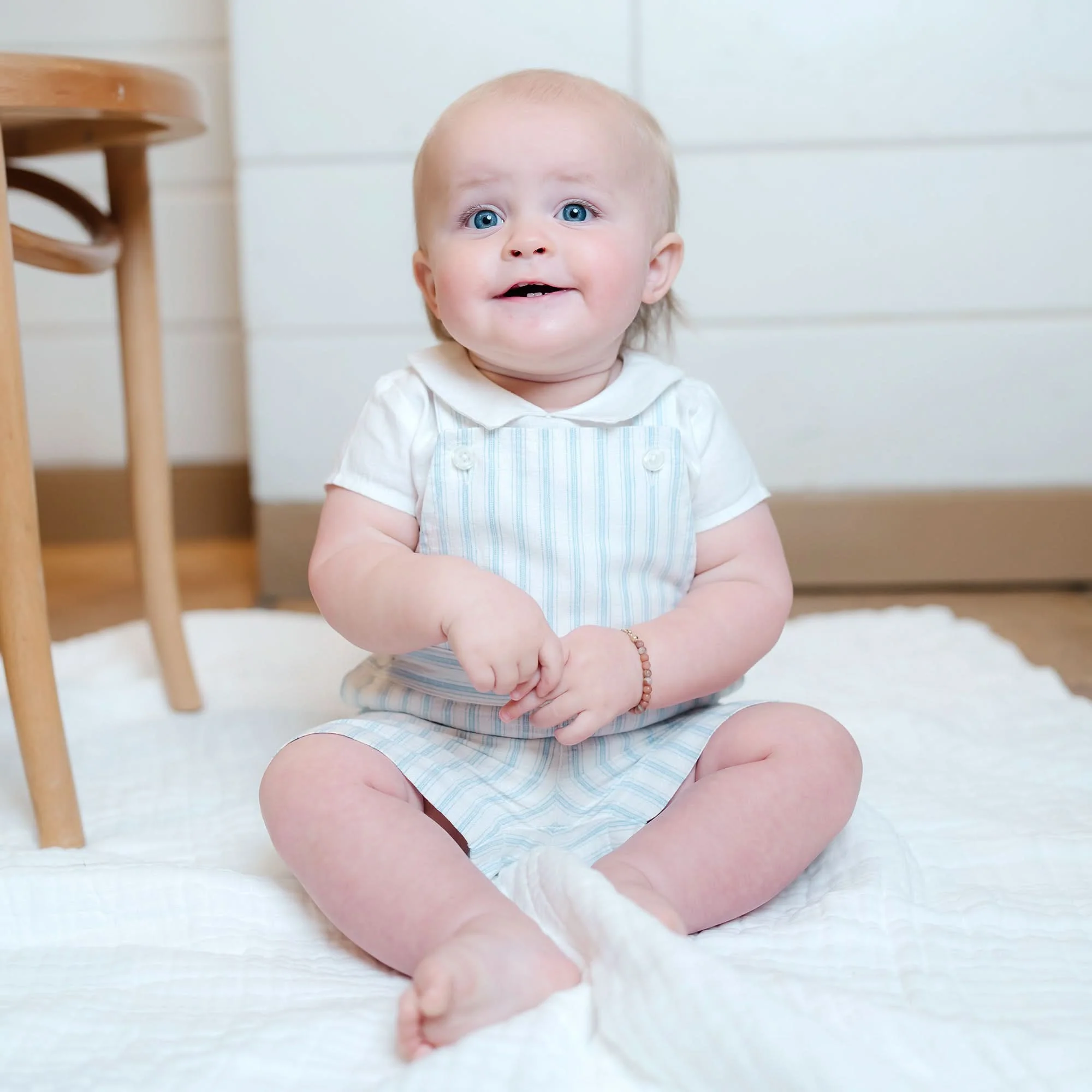 Linen Shortie Overall Set - Riviera Stripe - Image 2