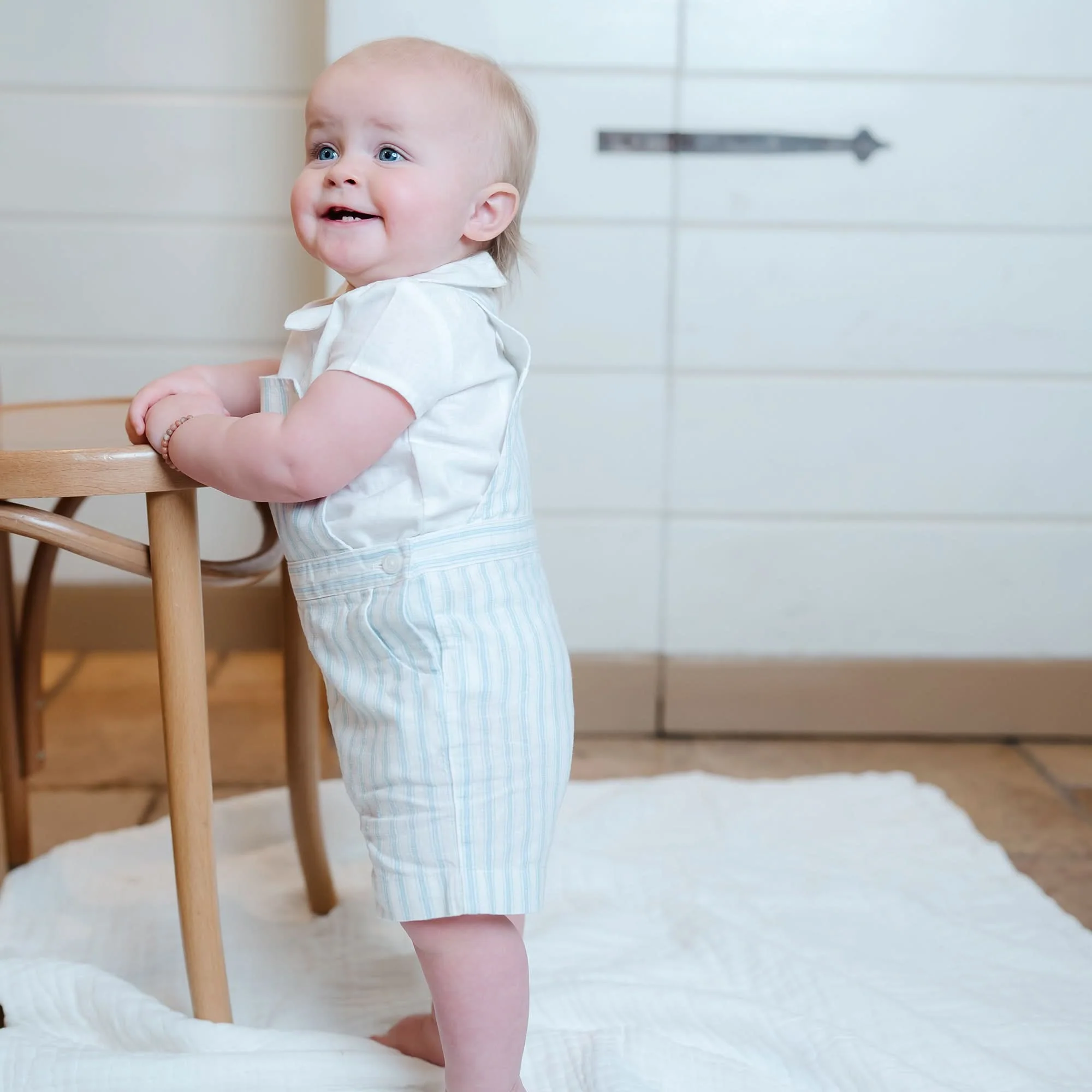 Linen Shortie Overall Set - Riviera Stripe - Image 3