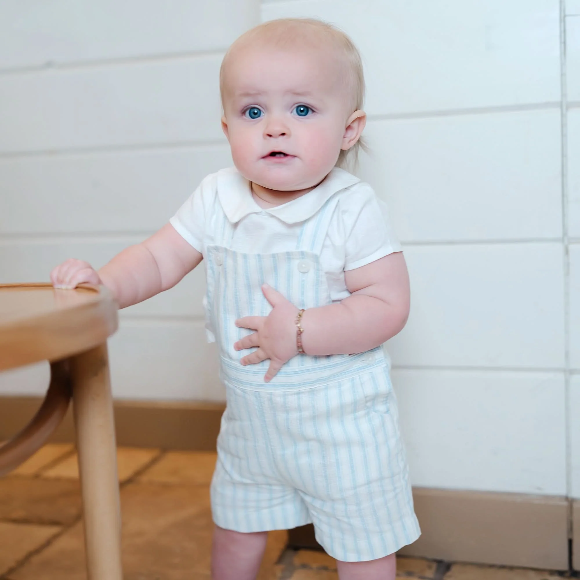 Linen Shortie Overall Set - Riviera Stripe - Image 5